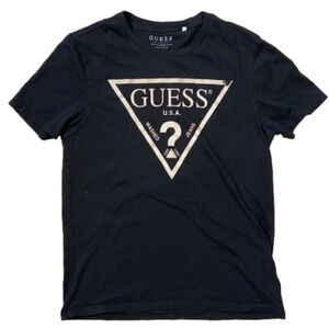 GUESS Jeans Black Short Sleeve Graphic Print Short Sleeve Shirt Size Medium
